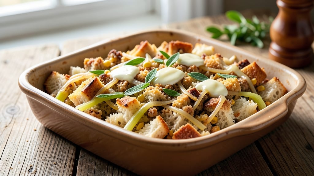 Amish Bread Stuffing Recipe: Savory Herb Swirls With Crispy Cornbread Bites