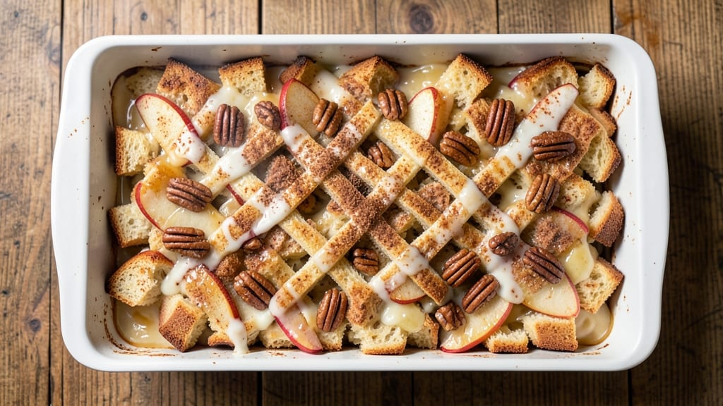 Apple Pecan Bread Pudding Recipe: Caramelized Apple Pecan Crunch in One Bake