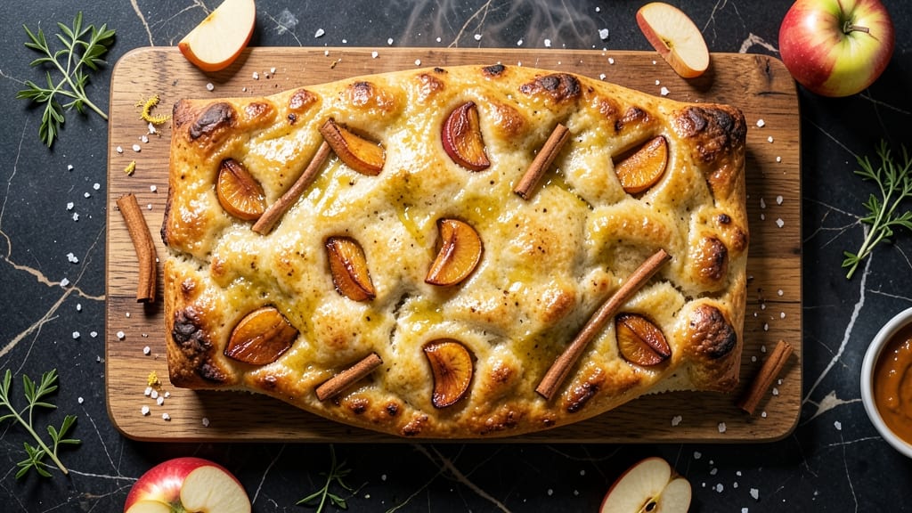 Apple Cinnamon Focaccia Bread Recipe: Apple-Infused Dough With Crispy Honey Glaze