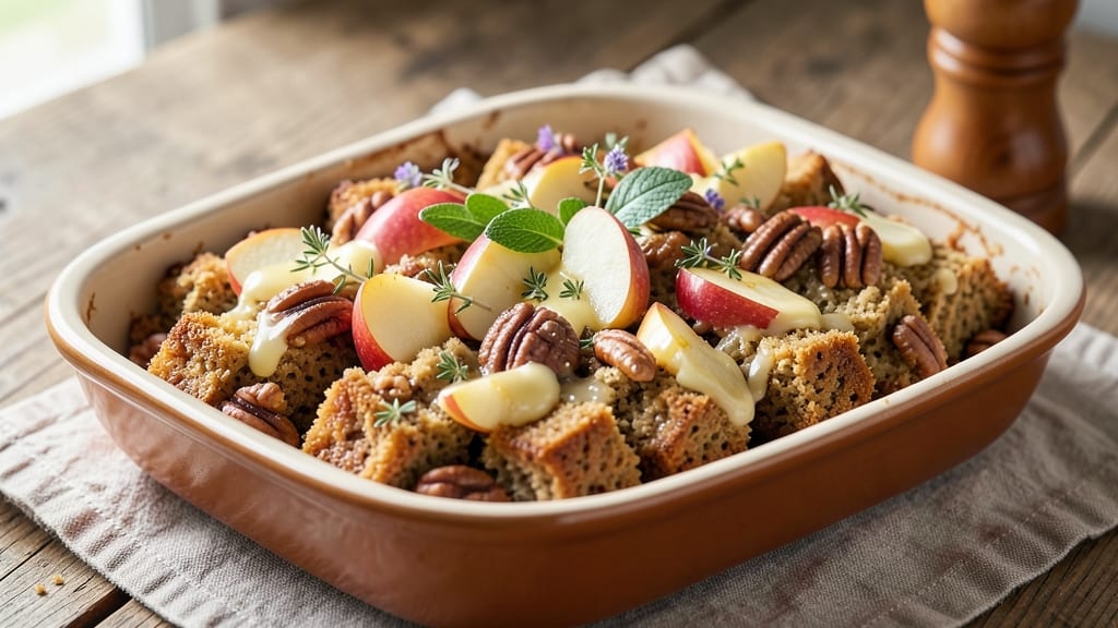 Apple Pecan Cornbread Stuffing Recipe: Buttery Crust Meets Sweet-Savory Swirls
