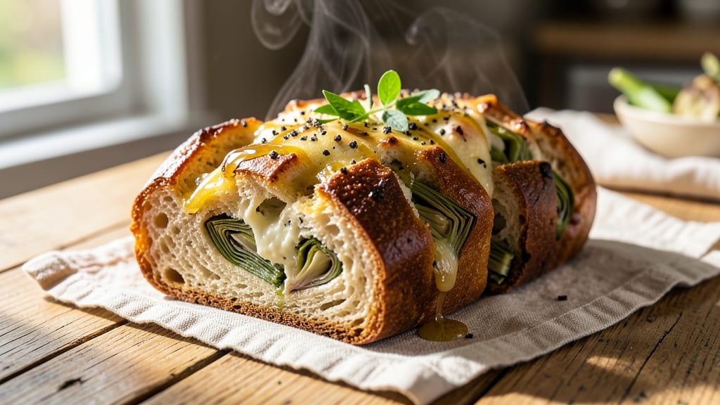 Artichoke Cheese Bread Recipe: Crispy Pull-Apart Loaf With Gooey Melts